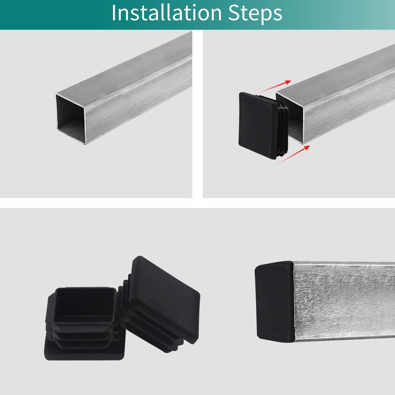 MENTODO 2" 2X2 Square Tubing Plastic Plugs(10 Pack), 2"x2" 2 Inch Square End Cap 2x2 Inch Tube End Cap Fence Post Pipe Cover Tubing Insert Chair Glide Finishing Plug Fitness Equipment Pipe Covers - Image 3
